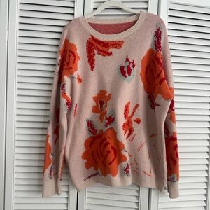 Floral Patterned Sweater - Pink and Orange